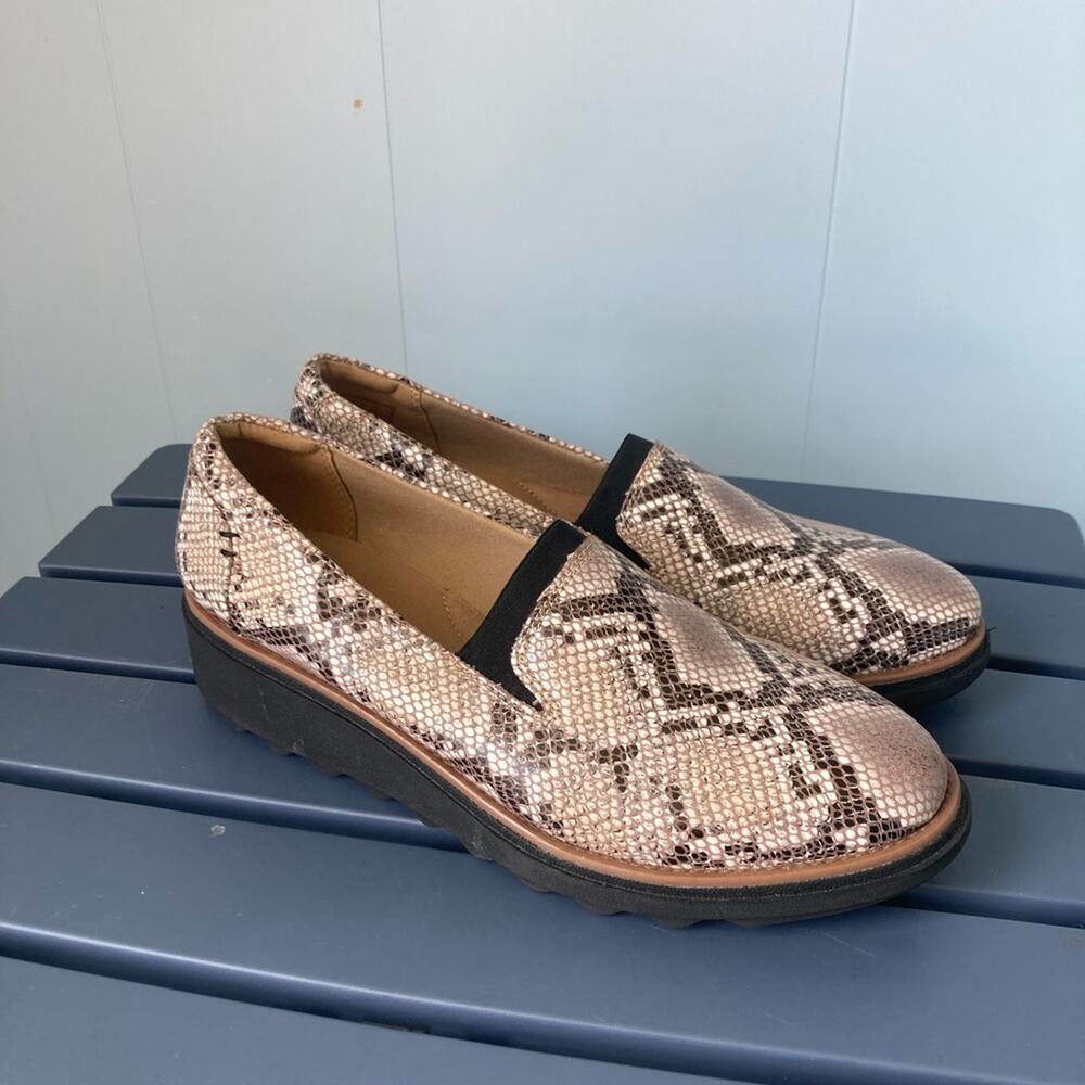 Collection by Clarks Shoes Loafers Snake Skin Look Slip On Women's 8.5 M